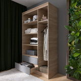 Шкаф распашной для одежды с выдвижными ящиками (полки - штанга) Эверест Сити-1200 120,2х50х204,6 см Дуб сонома/Графит (DTM-071125)