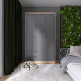 Шкаф распашной для одежды с выдвижными ящиками (полки - полки) Эверест Сити-1200 120,2х50х204,6 см Дуб сонома/Графит (DTM-071129)