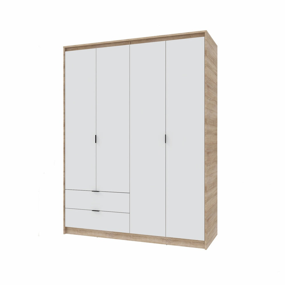 Шкаф распашной для одежды с выдвижными ящиками (полки - полки) Эверест Сити-1600 160,2х50х204,6 см Дуб сонома/Белый (DTM-071122)