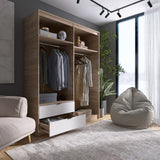 Шкаф распашной для одежды с выдвижными ящиками (штанга-штанга) Эверест Сити-1600 160,2х50х204,6 см Дуб сонома/Белый (DTM-071096)