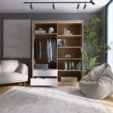 Шкаф распашной для одежды с выдвижными ящиками (штанга - полки) Эверест Сити-1600 160,2х50х204,6 см Дуб сонома/Белый (DTM-071119)