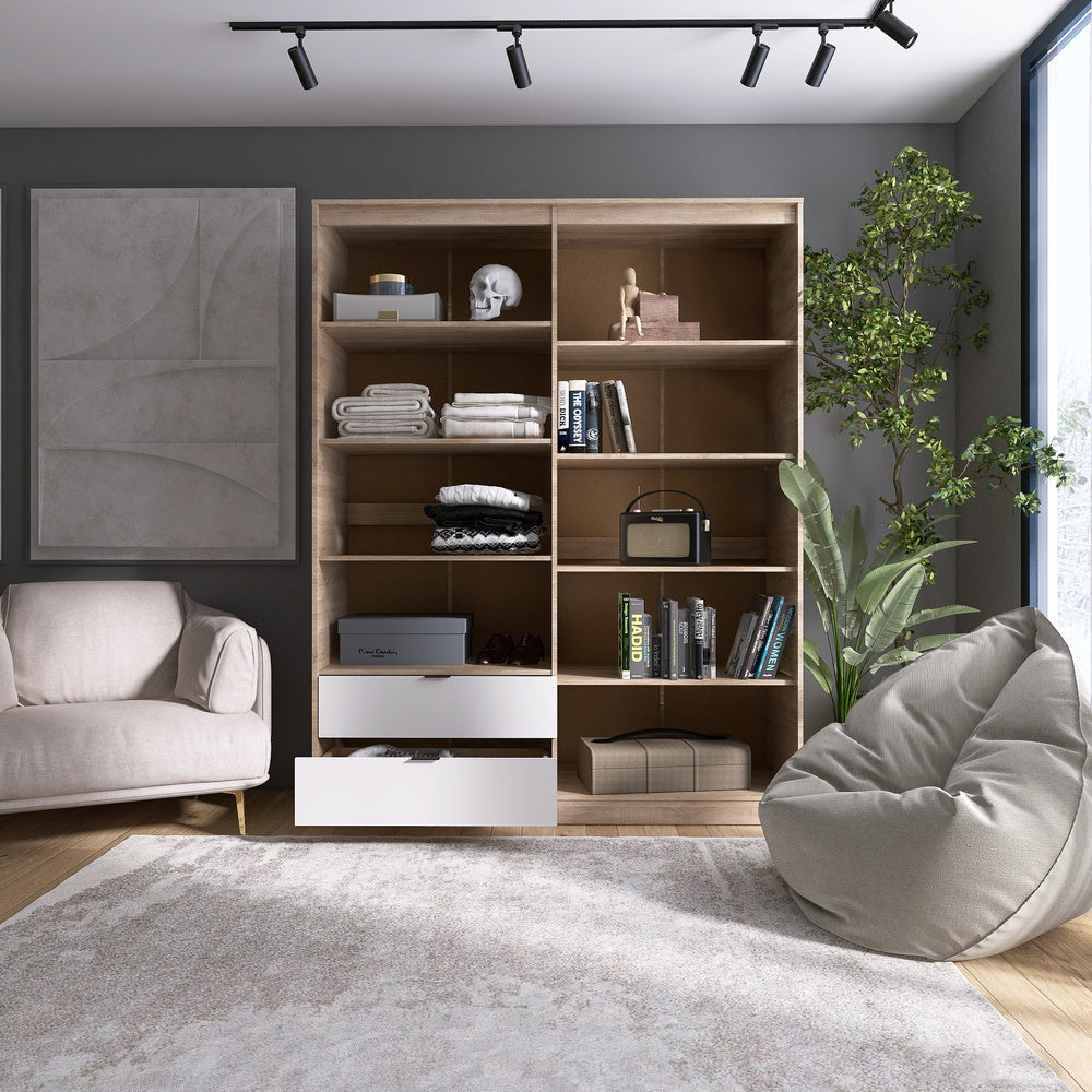 Шкаф распашной для одежды с выдвижными ящиками (полки - полки) Эверест Сити-1600 160,2х50х204,6 см Дуб сонома/Белый (DTM-071122)