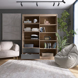 Шкаф распашной для одежды с выдвижными ящиками (полки - полки) Эверест Сити-1600 160,2х50х204,6 см Дуб сонома/Графит (DTM-071120)