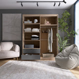 Шкаф распашной для одежды с выдвижными ящиками (полки - штанга) Эверест Сити-1600 160,2х50х204,6 см Дуб сонома/Графит (DTM-071121)