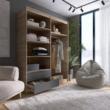 Шкаф распашной для одежды с выдвижными ящиками (полки - штанга) Эверест Сити-1600 160,2х50х204,6 см Дуб сонома/Графит (DTM-071121)