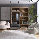 Шкаф распашной для одежды с выдвижными ящиками (штанга - полки) Эверест Сити-1600 160,2х50х204,6 см Дуб сонома/Графит (DTM-071123)