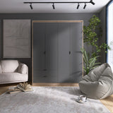 Шкаф распашной для одежды с выдвижными ящиками (полки - штанга) Эверест Сити-1600 160,2х50х204,6 см Дуб сонома/Графит (DTM-071121)