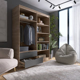 Шкаф распашной для одежды с выдвижными ящиками (штанга - полки) Эверест Сити-1600 160,2х50х204,6 см Дуб сонома/Графит (DTM-071123)