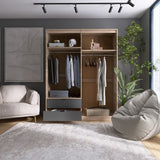 Шкаф распашной для одежды с выдвижными ящиками (штанга-штанга) Эверест Сити-1600 160,2х50х204,6 см Дуб сонома/Графит (DTM-071095)