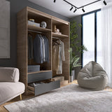 Шкаф распашной для одежды с выдвижными ящиками (штанга-штанга) Эверест Сити-1600 160,2х50х204,6 см Дуб сонома/Графит (DTM-071095)