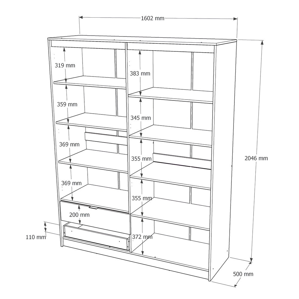 Шкаф распашной для одежды с выдвижными ящиками (полки - полки) Эверест Сити-1600 160,2х50х204,6 см Дуб сонома/Белый (DTM-071122)