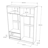Шкаф распашной для одежды с выдвижными ящиками (штанга-штанга) Эверест Сити-1600 160,2х50х204,6 см Дуб сонома/Графит (DTM-071095)