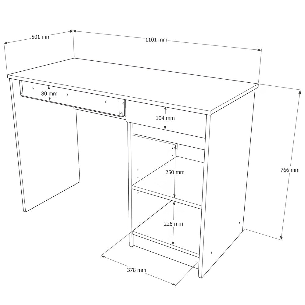Письменный стол с 2 ящиками и закрытой секцией Эверест Сити-1100 110,1х50,1х76,6 см Дуб cонома/Графит (DTM-071103)