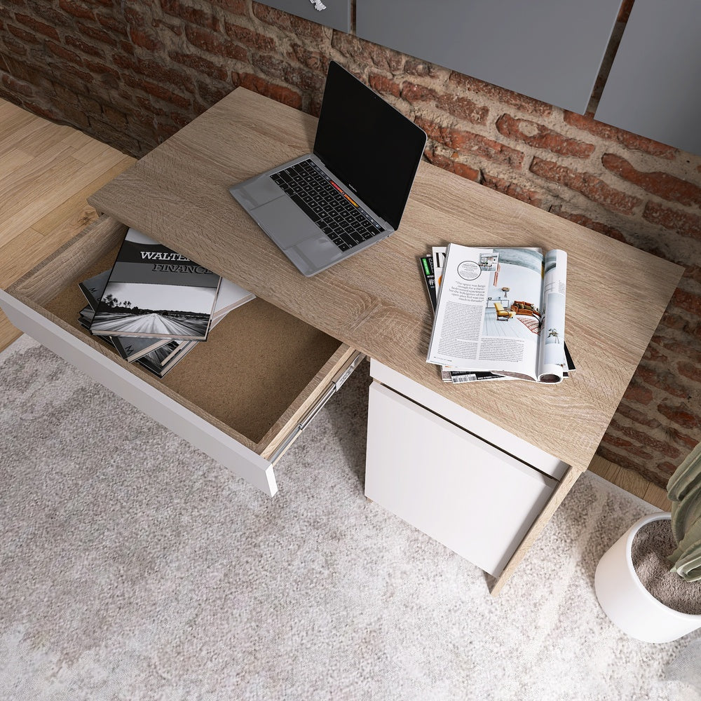 Письменный стол с 2 ящиками и закрытой секцией Эверест Сити-1100 110,1х50,1х76,6 см Дуб cонома/Белый (DTM-071104)