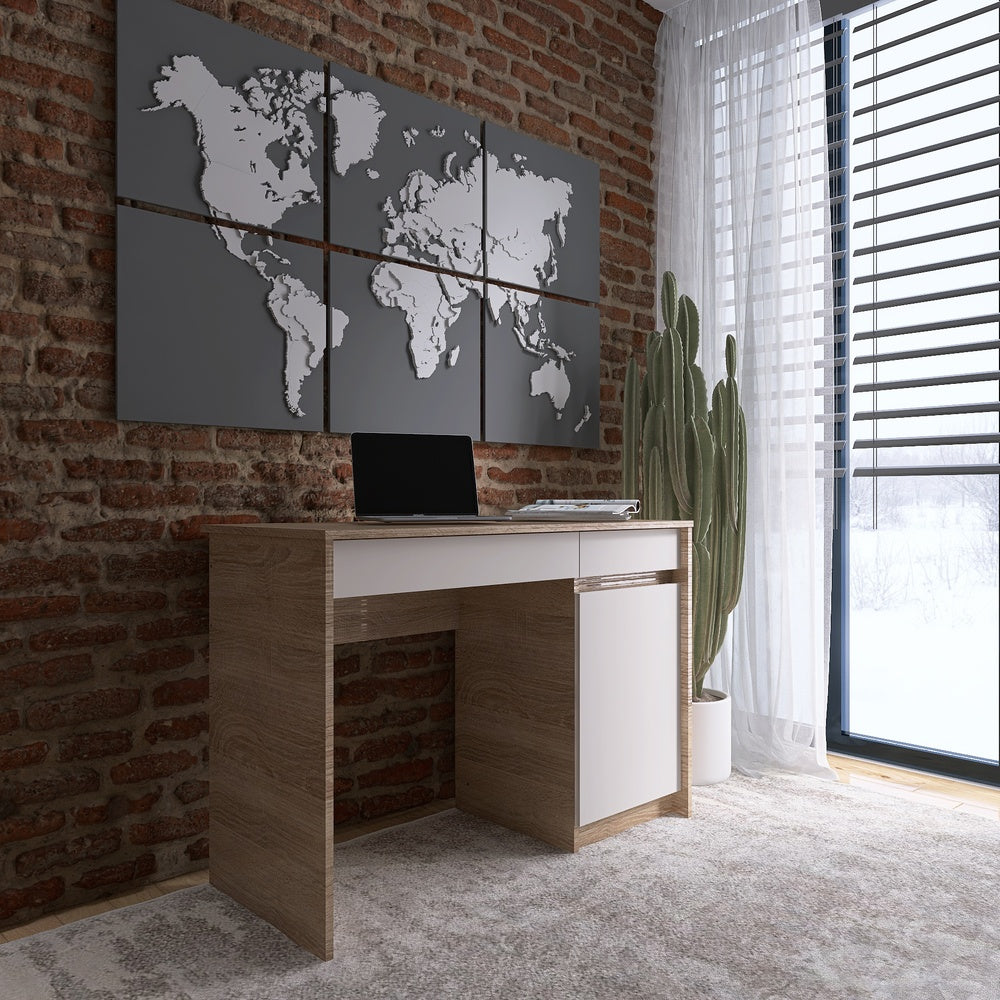 Письменный стол с 2 ящиками и закрытой секцией Эверест Сити-1100 110,1х50,1х76,6 см Дуб cонома/Белый (DTM-071104)