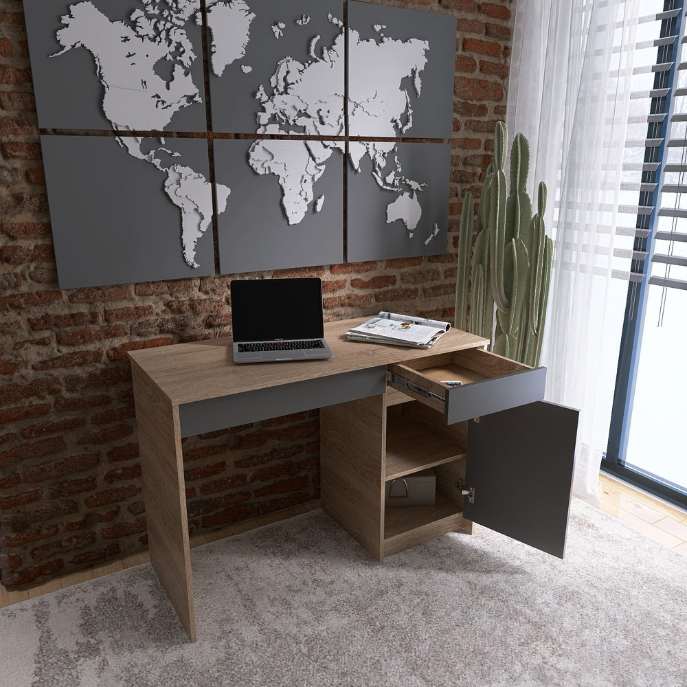 Письменный стол с 2 ящиками и закрытой секцией Эверест Сити-1100 110,1х50,1х76,6 см Дуб cонома/Графит (DTM-071103)