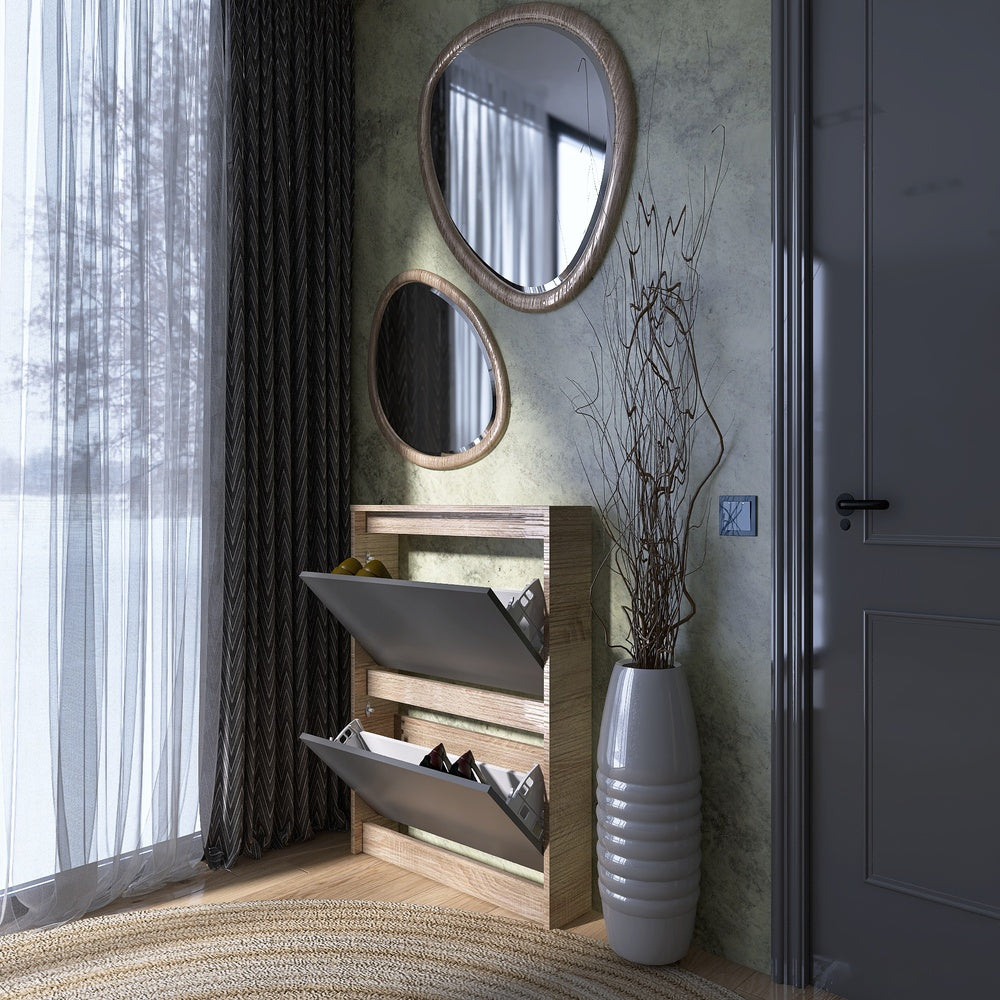 Тумба для обуви в прихожую Эверест Сити-160-2 70,2х16х95,8 см Дуб сонома/Графит (DTM-071088)