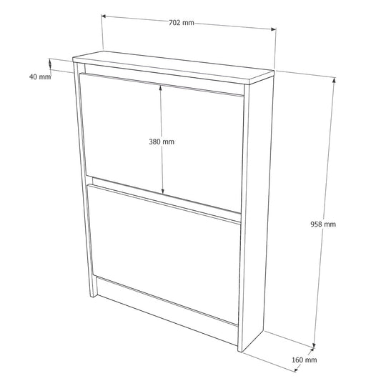 Тумба для обуви в прихожую Эверест Сити-160-2 70,2х16х95,8 см Дуб сонома/Белый (DTM-071107)